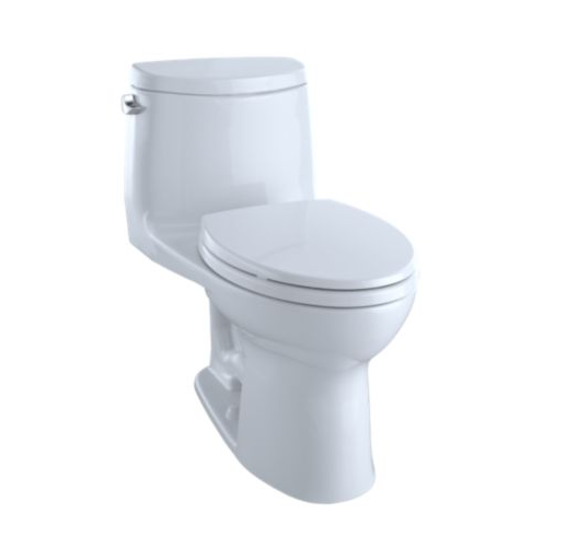 TOTO MS604114CEFG#11 UltraMax II One-Piece Elongated 1.28 GPF Universal Height Toilet with CEFIONTECT, Colonial White