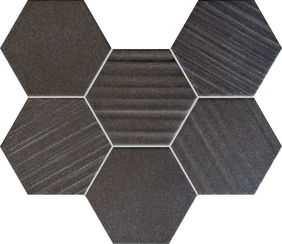 Wall Mosaic Horizon hex black 28,9x22,1x10mm(9"x11")